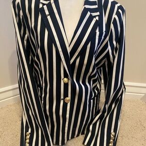 Banana Republic Navy and White Striped Blazer